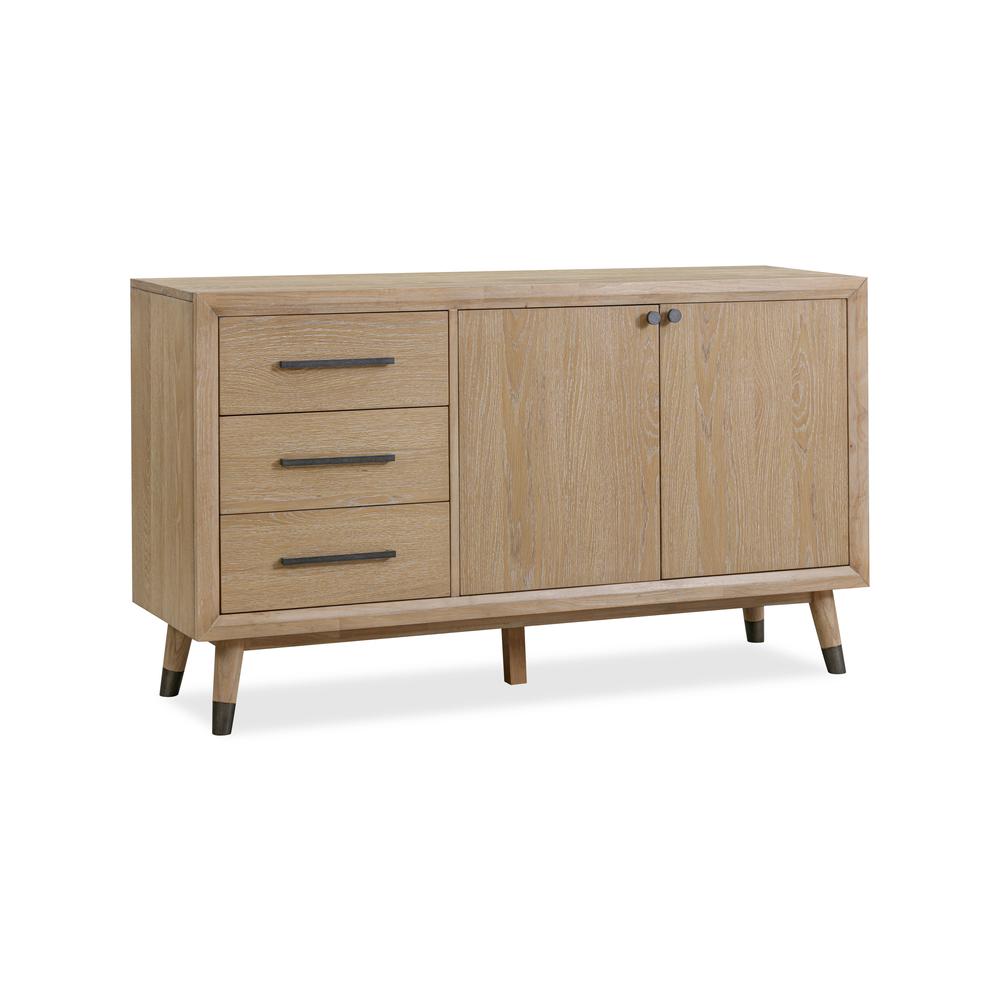 Franklin Three Drawer Two Door White Oak Sideboard in Au Natural. Picture 5