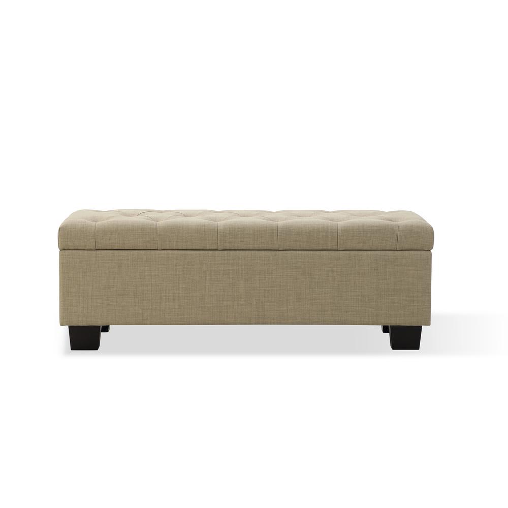 Levi Tufted Storage Bench in Toast Linen. Picture 6