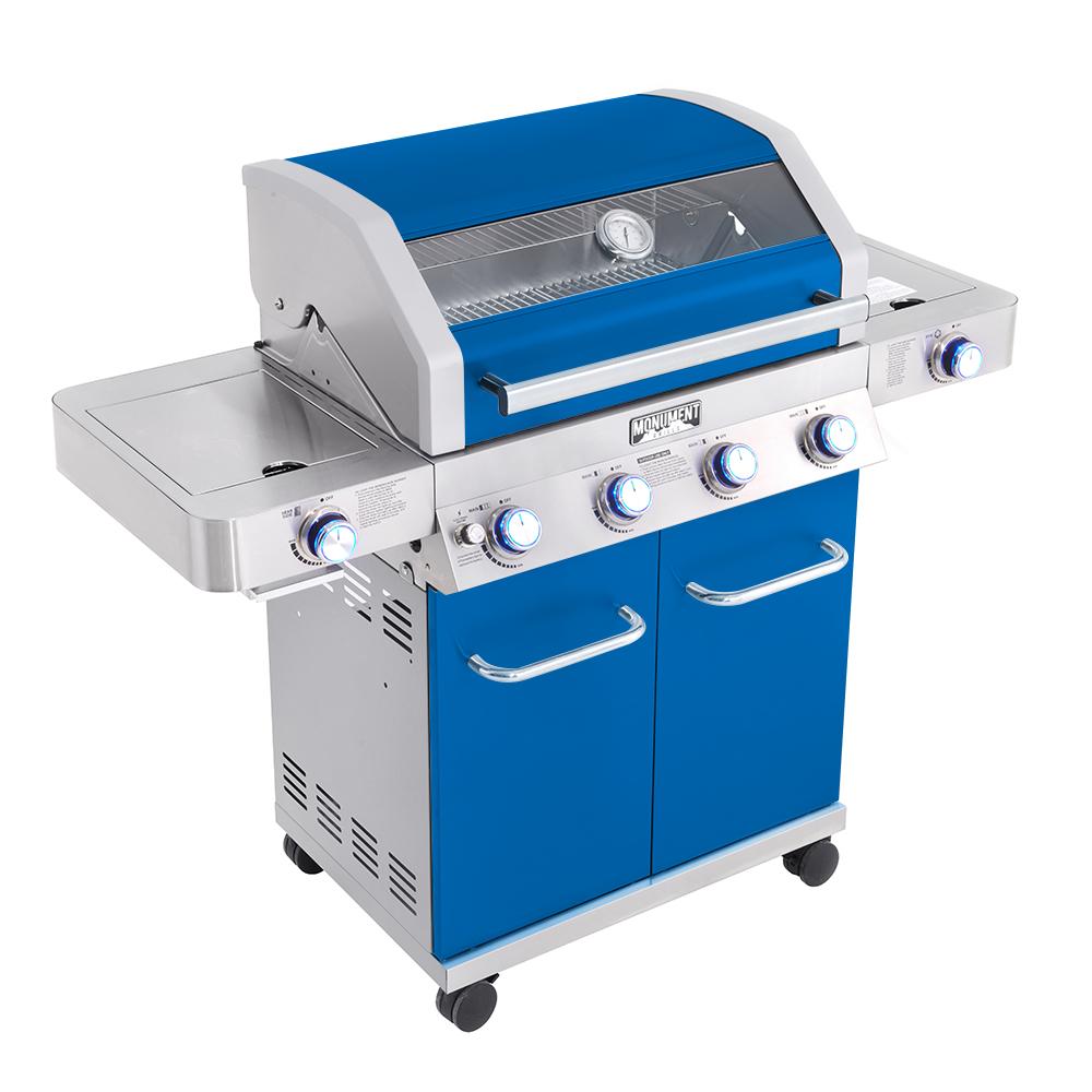 35633 - Colorful (Blue) Gas Grill With Infrared Side Burner. Picture 2