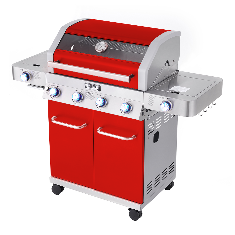 35633 - Colorful (Red) Gas Grill With Infrared Side Burner. Picture 2