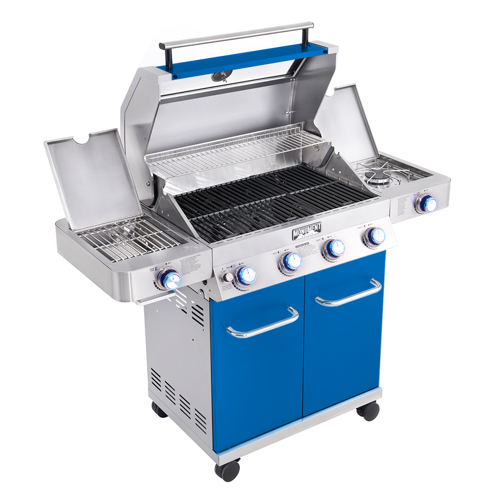 35633 - Colorful (Blue) Gas Grill With Infrared Side Burner. Picture 3
