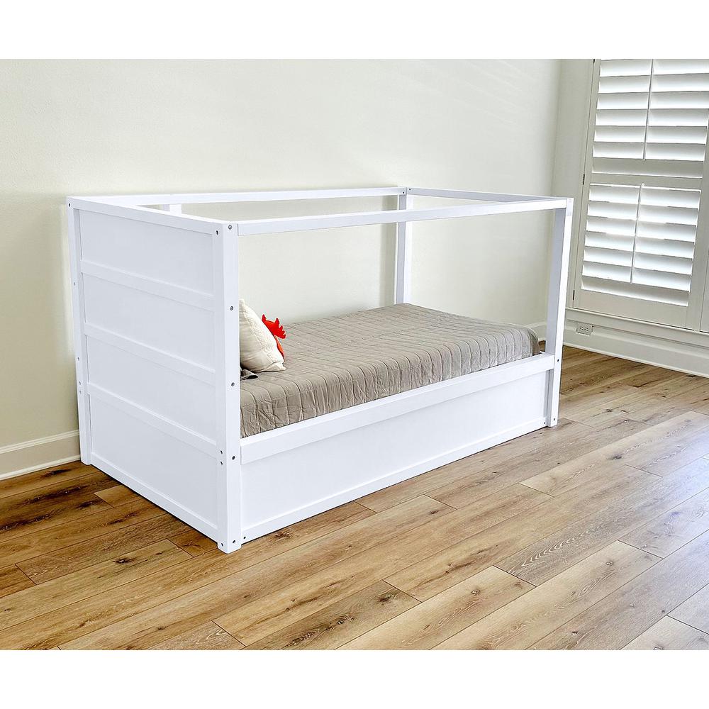 White Wood Convertible Low Canopy to Loft Bed. Picture 6