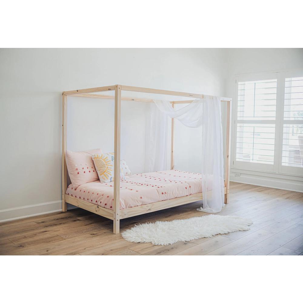 Natural Wood Canopy Bed with Slats and Legs. Picture 4