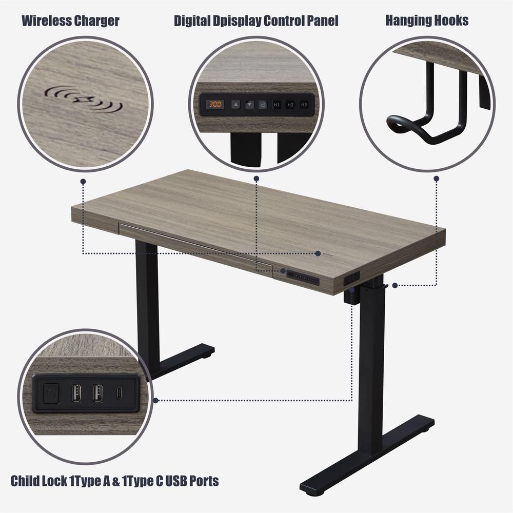 48" K305 Electric Height Adjustable Standing Desk, Grey Oak. Picture 4