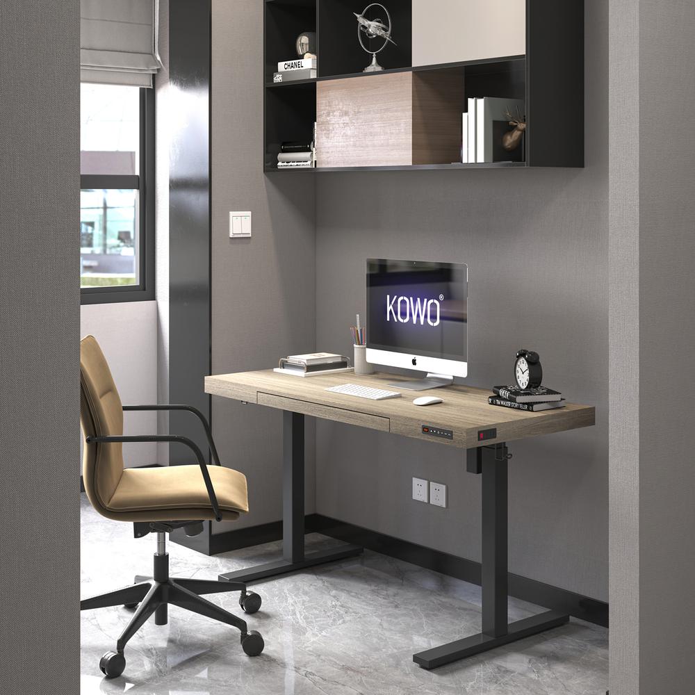 55" K305 Electric Height Adjustable Standing Desk, Grey Oak. Picture 2