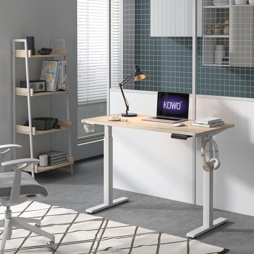48" K304 Electric Height Adjustable Standing Desk, Natural/White. Picture 2