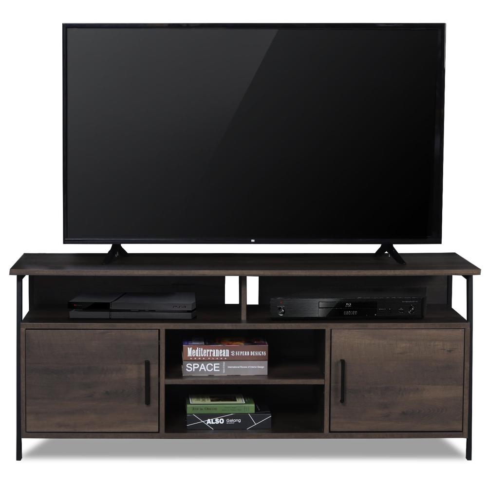 58" Home Entertainment Center Wood Media TV Stand, Storage Console. Picture 1