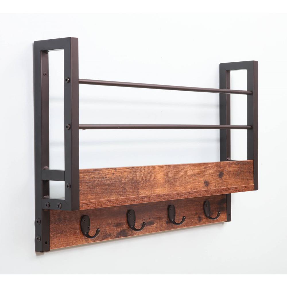 Floating Book Shelf Coat Rack, Wall Mounted Storage Shelves. Picture 1