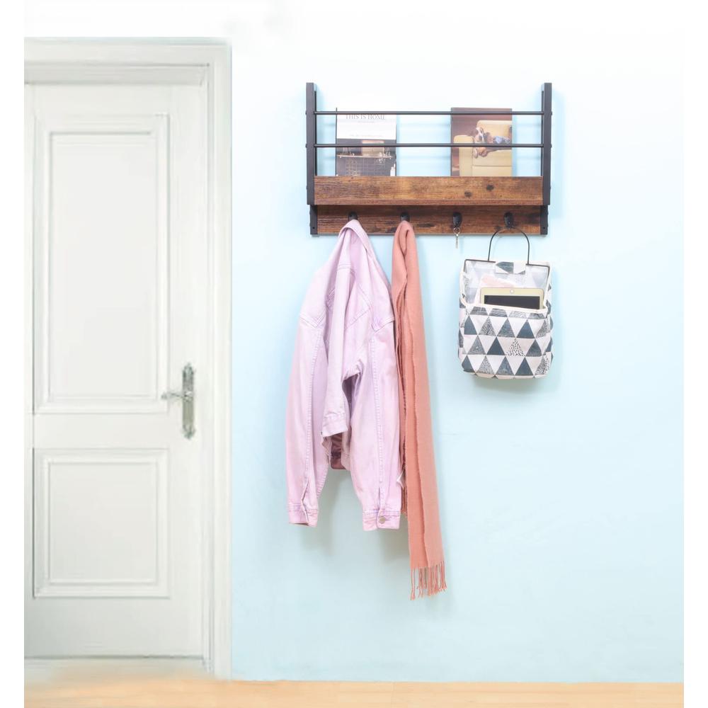 Floating Book Shelf Coat Rack, Wall Mounted Storage Shelves. Picture 2