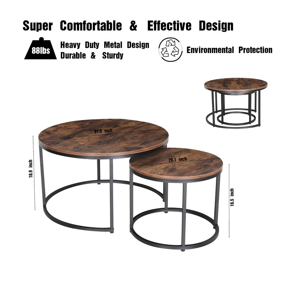 Modern Round Nesting Coffee Table Set of 2. Picture 7