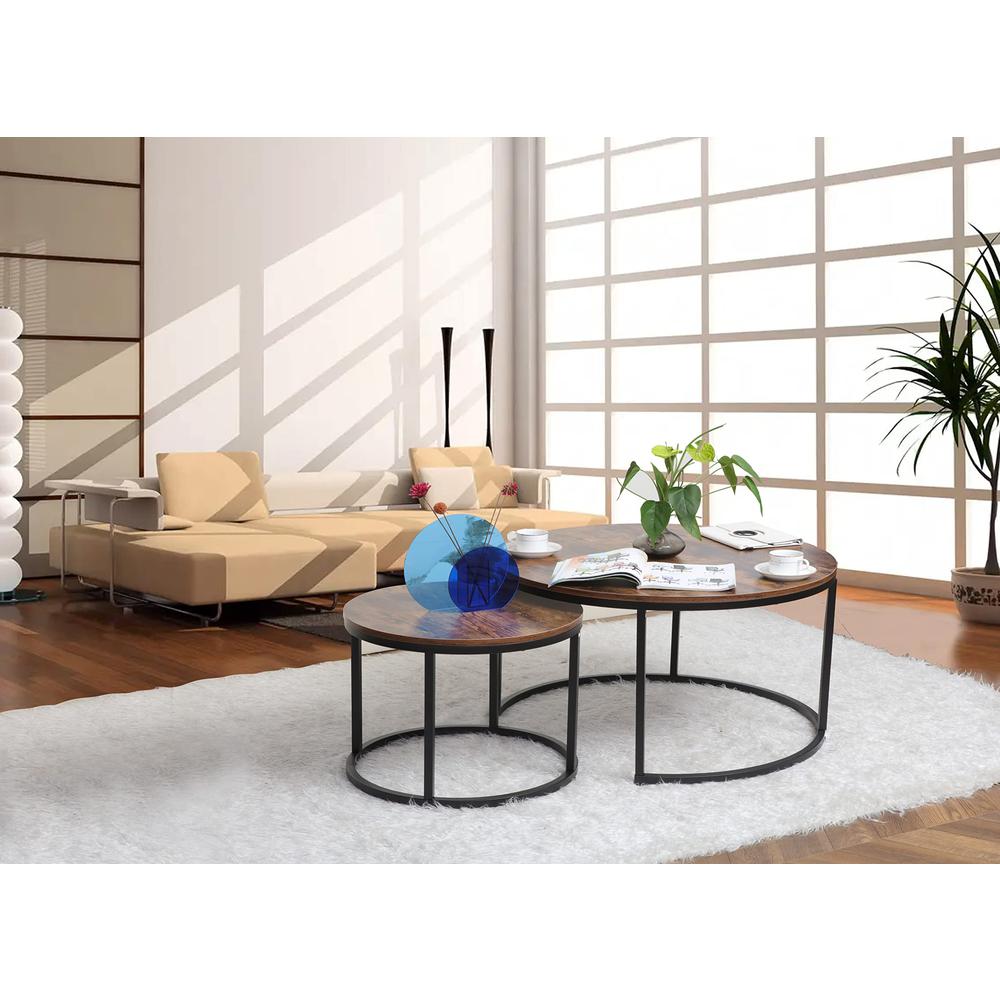 Modern Round Nesting Coffee Table Set of 2. Picture 3