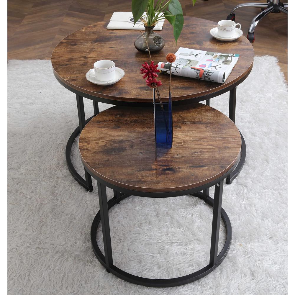 Modern Round Nesting Coffee Table Set of 2. Picture 2