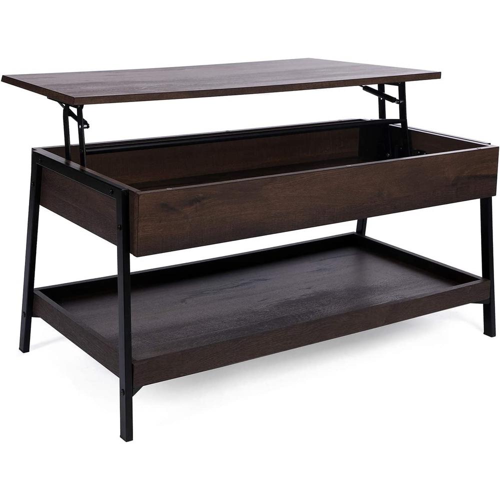 Lift Top Coffee Table Center Table, 2-Tier Wood Accent Cocktail Table. Picture 1
