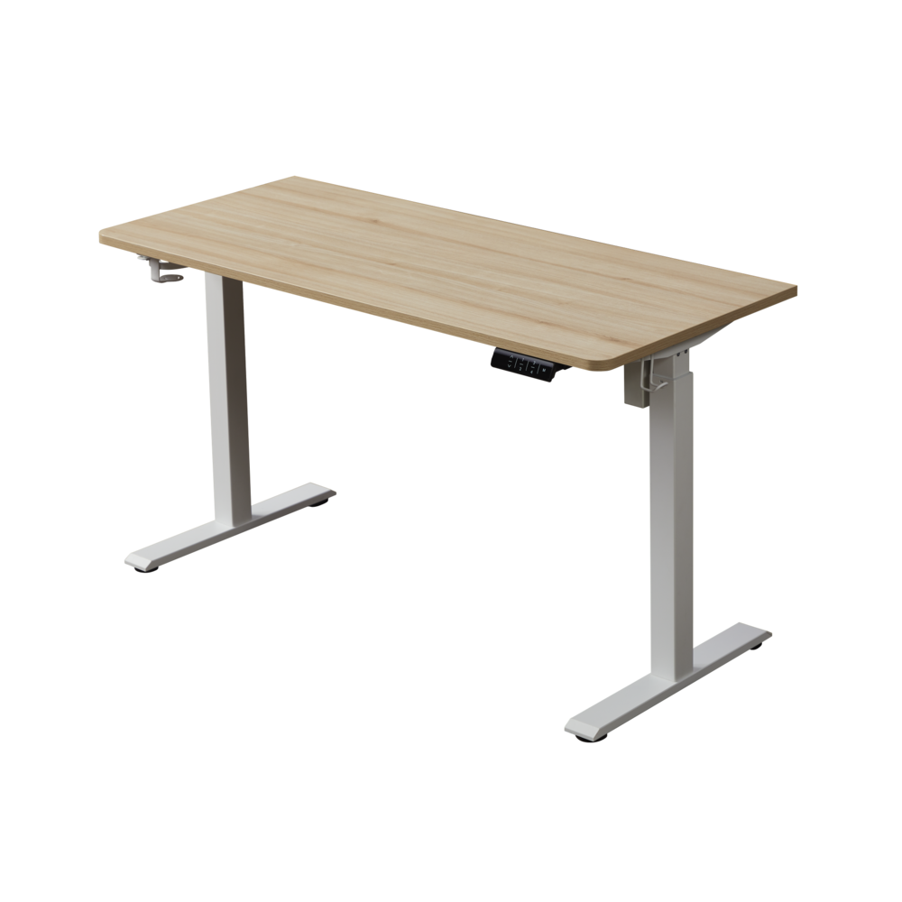 55" K304 Electric Height Adjustable Standing Desk, Natural/White. Picture 1
