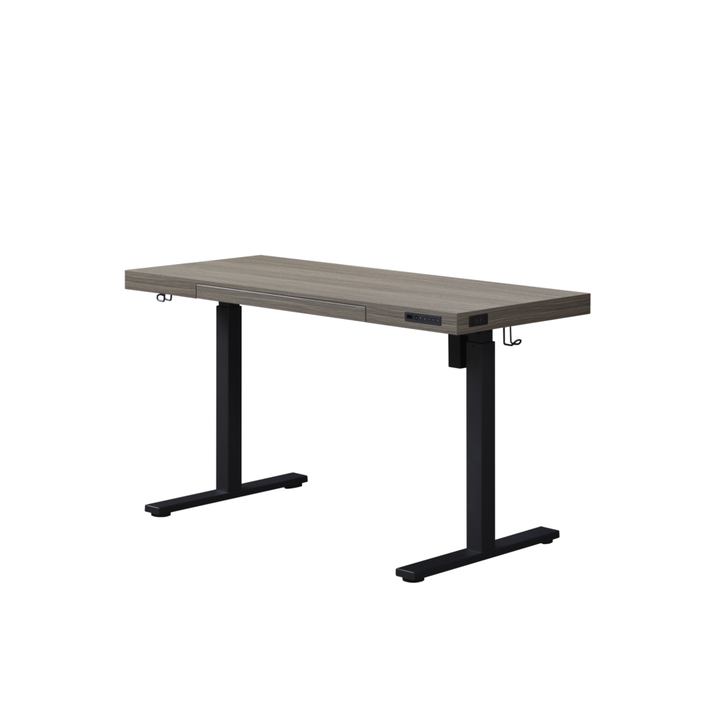 55" K305 Electric Height Adjustable Standing Desk, Grey Oak. Picture 1