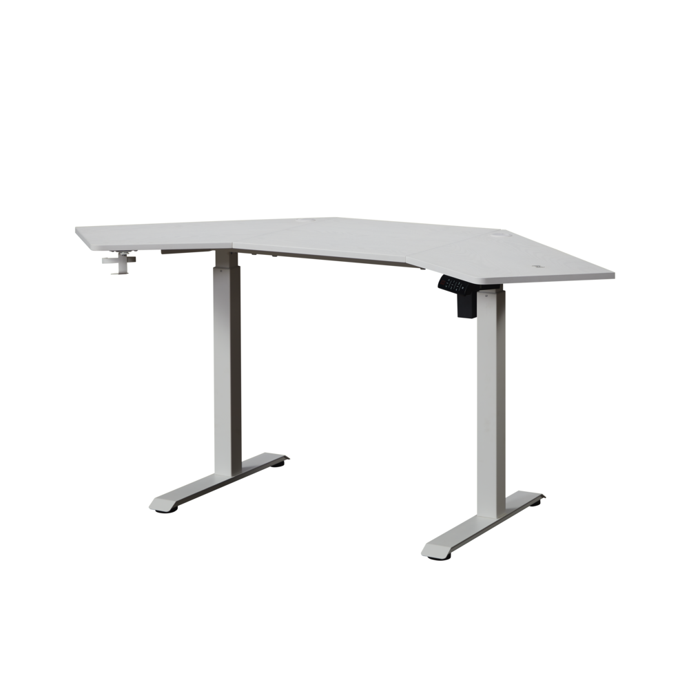K314 Corner Electric Height Adjustable Standing Desk, White. Picture 1