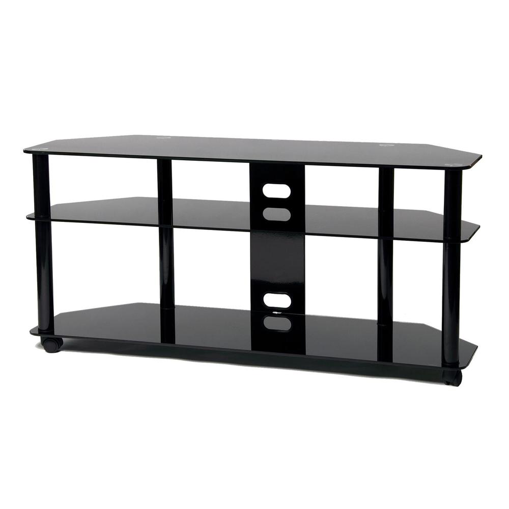 Versatile Gloss Black Plasma/LCD TV Stand with Casters for up to 60″. Picture 3