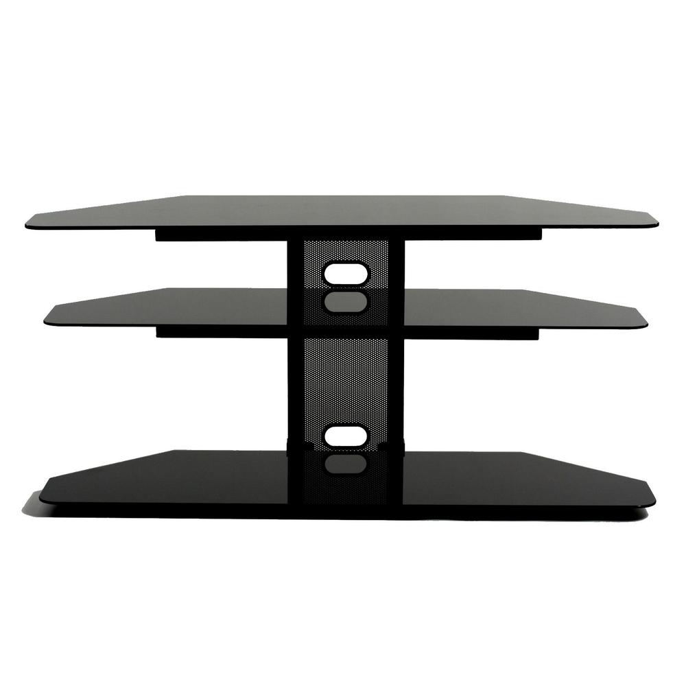Corner LCD TV stand with 2 AV component shelves for most of the 32″ –  55″. Picture 1
