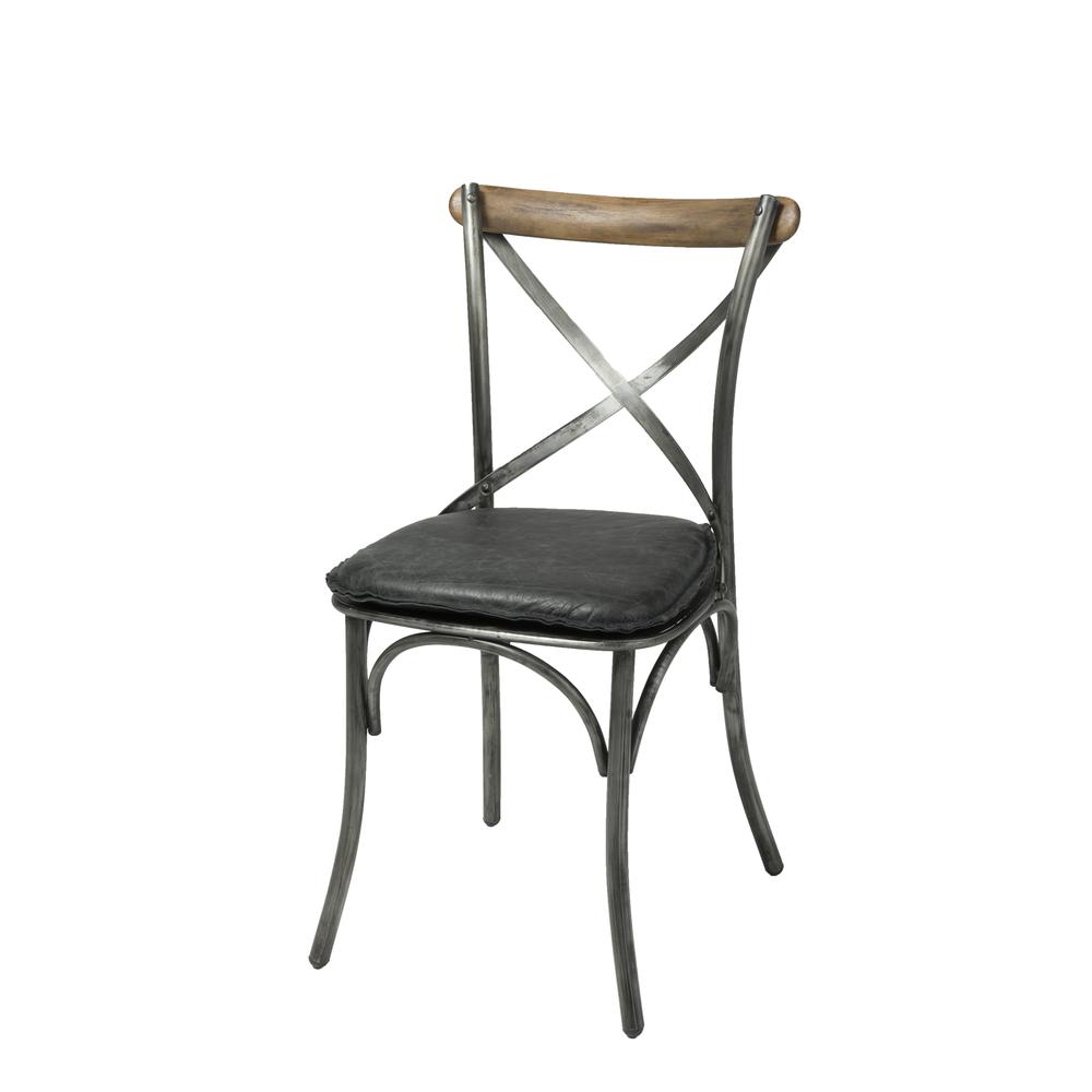 Metal Crossback Chair with Black Seat Cushion. Picture 1