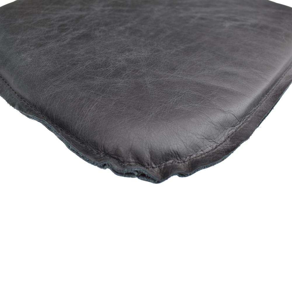 Metal Crossback Leather Cushion Seat - Antique Black. Picture 3