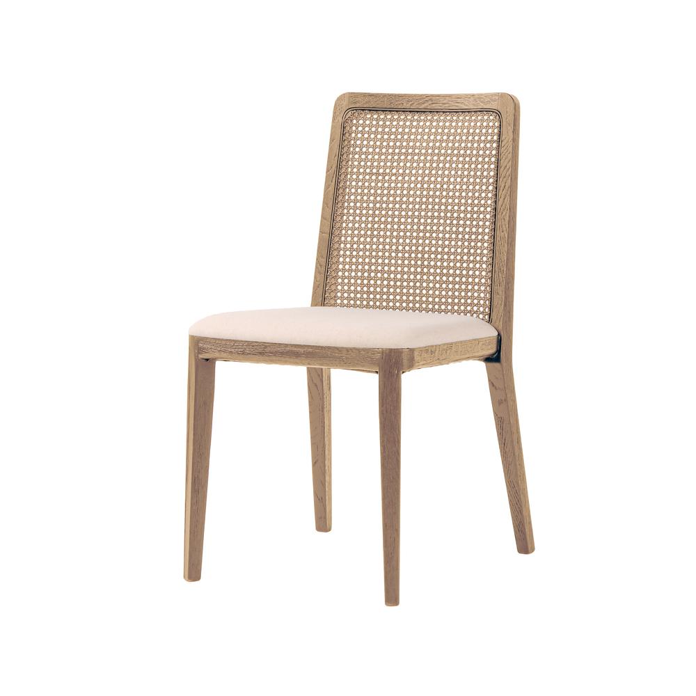 Cane Dining Chair - Oyster Linen/Natural Frame. Picture 1