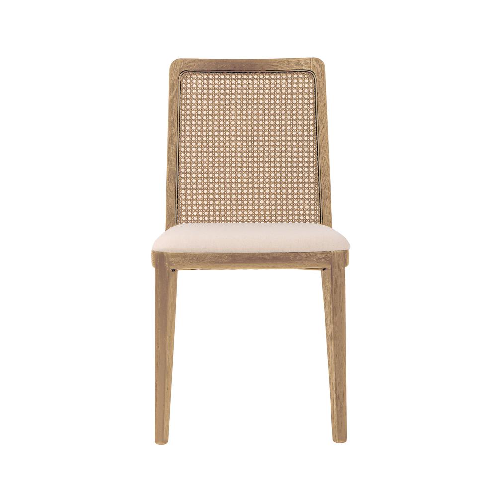 Cane Dining Chair - Oyster Linen/Natural Frame. Picture 2