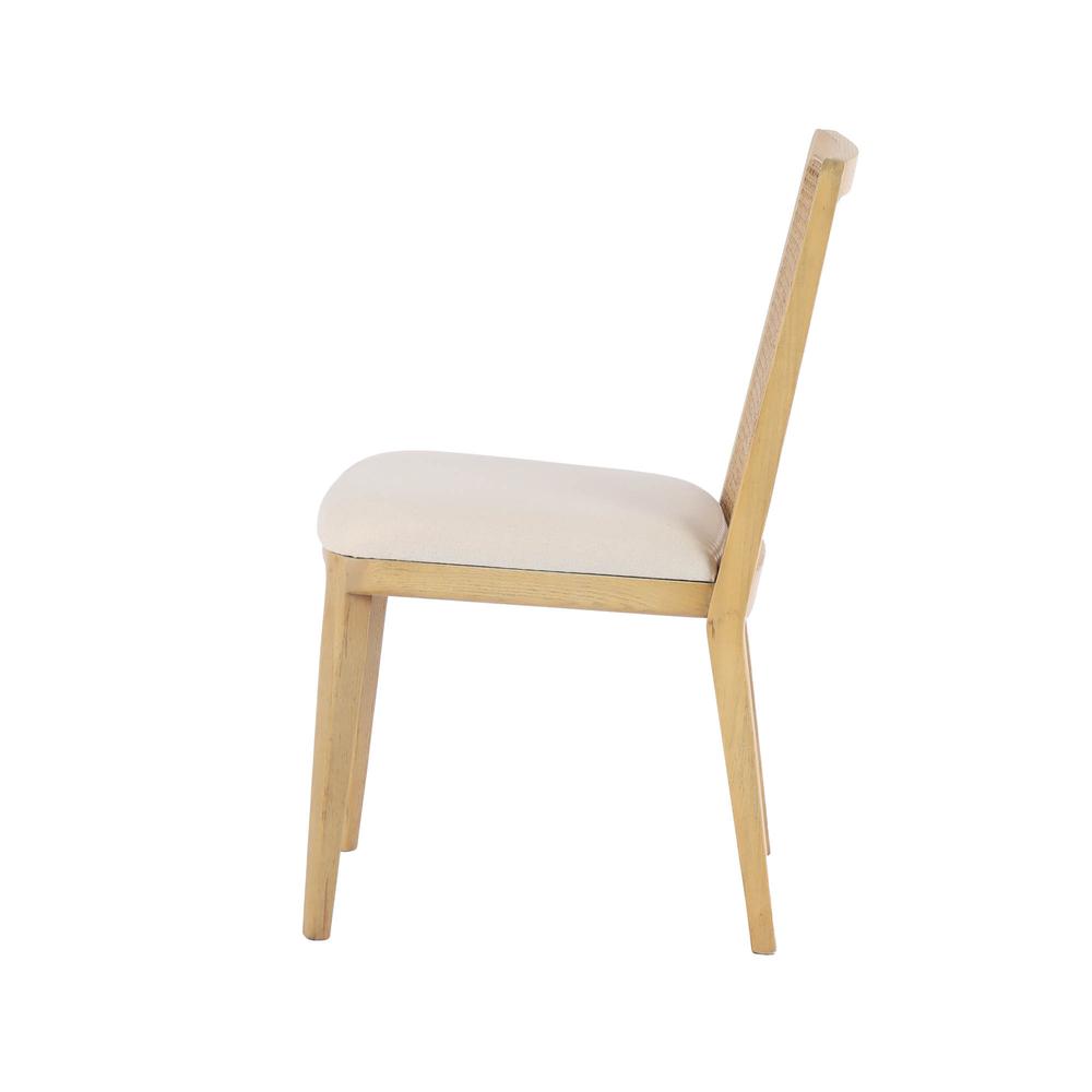 Cane Dining Chair - Oyster Linen/Natural Frame. Picture 6