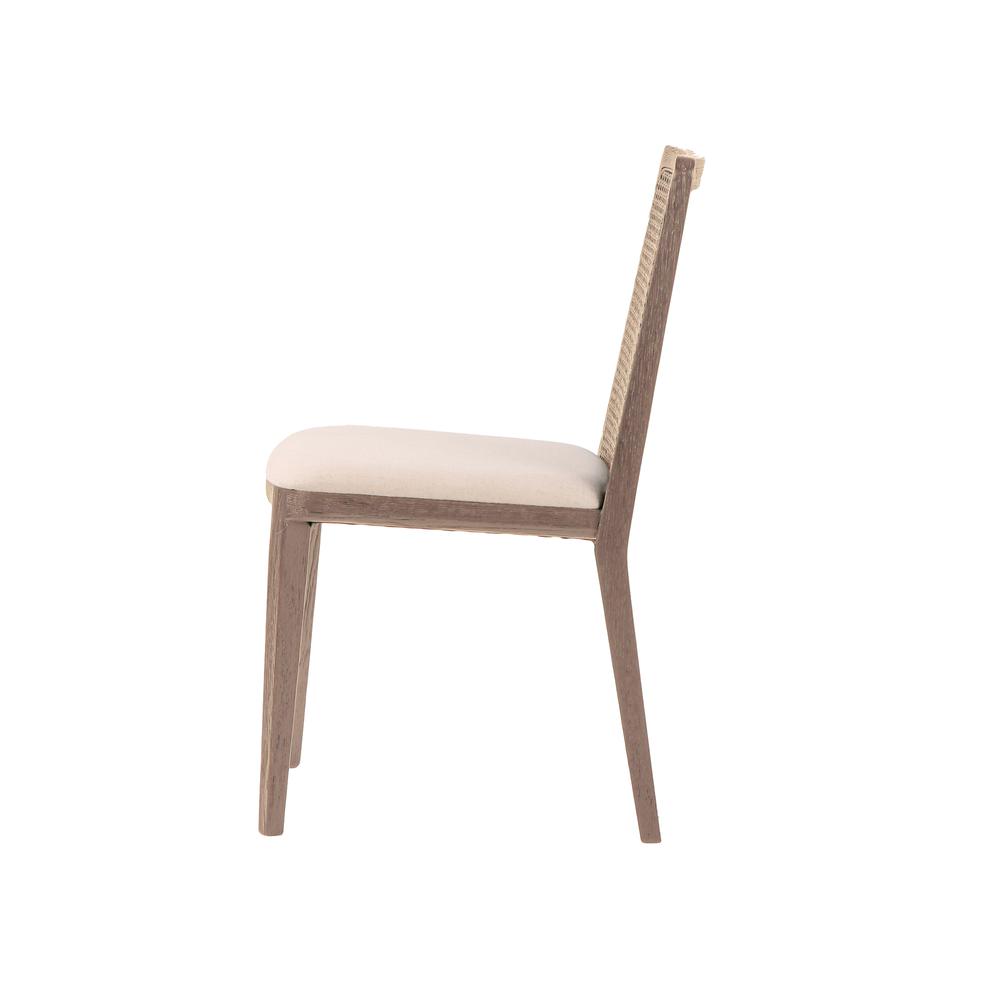 Cane Dining Chair - Oyster Linen/Natural Frame. Picture 7