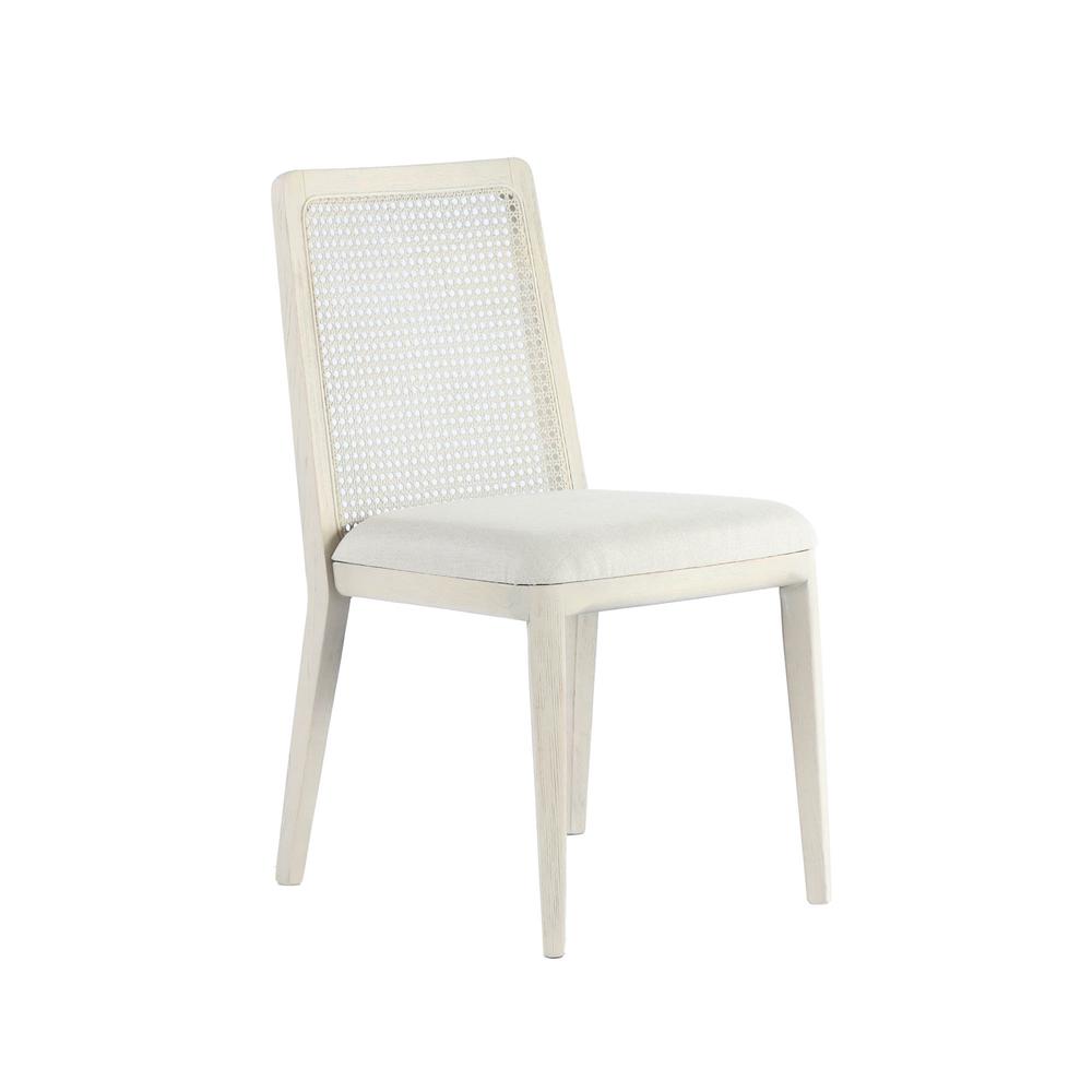 Cane Dining Chair - Beige/White Wash Frame. Picture 1