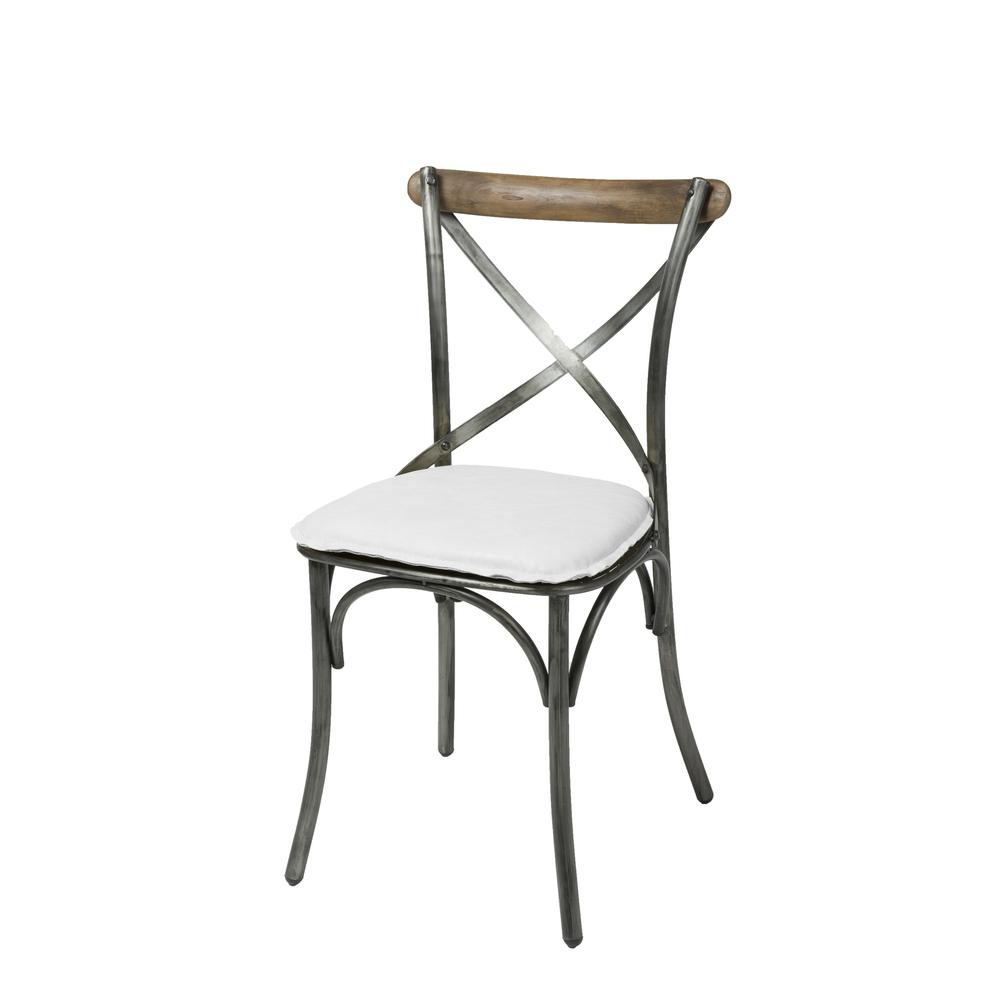Metal Crossback Chair with White Seat Cushion. Picture 1