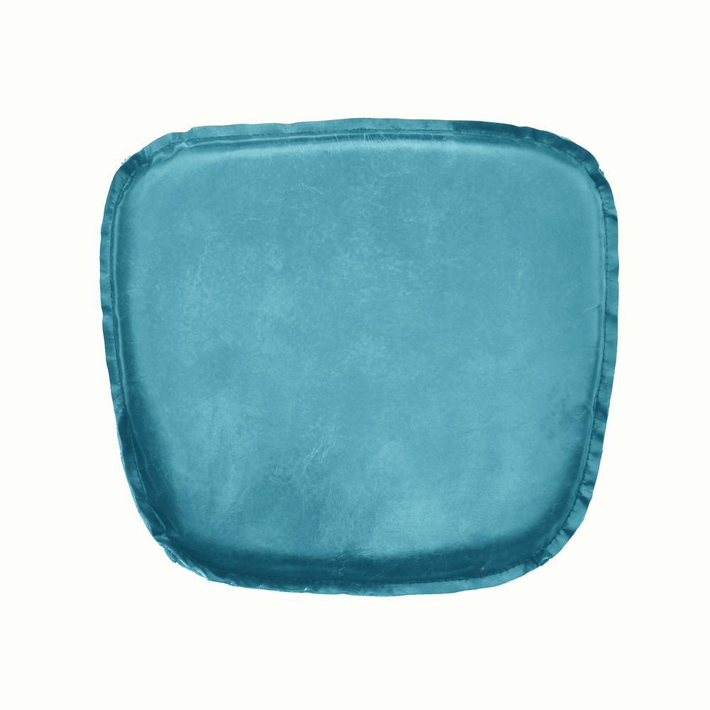 Metal Crossback Leather Cushion Seat -Peacock Blue. Picture 2
