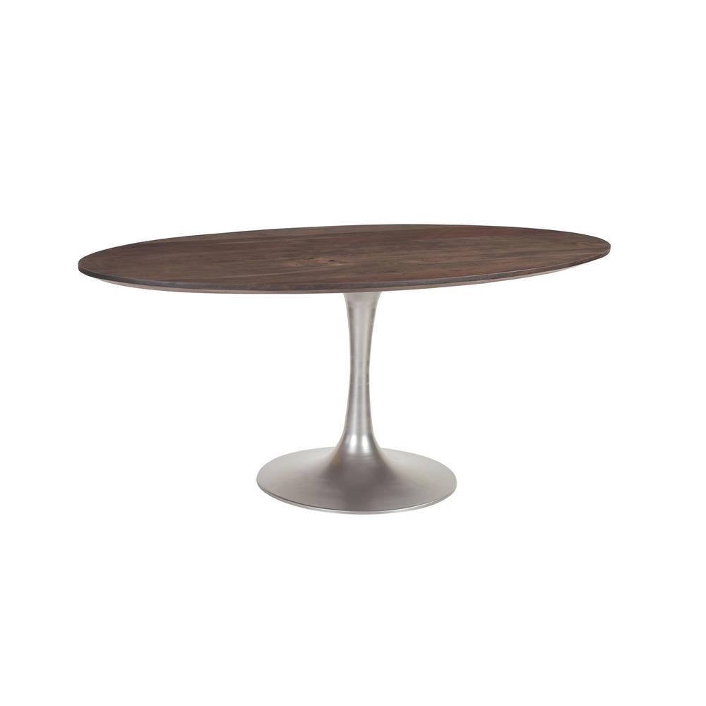 Aspen Oval Dining Table with Silver Base - Vinegar Matte. Picture 1