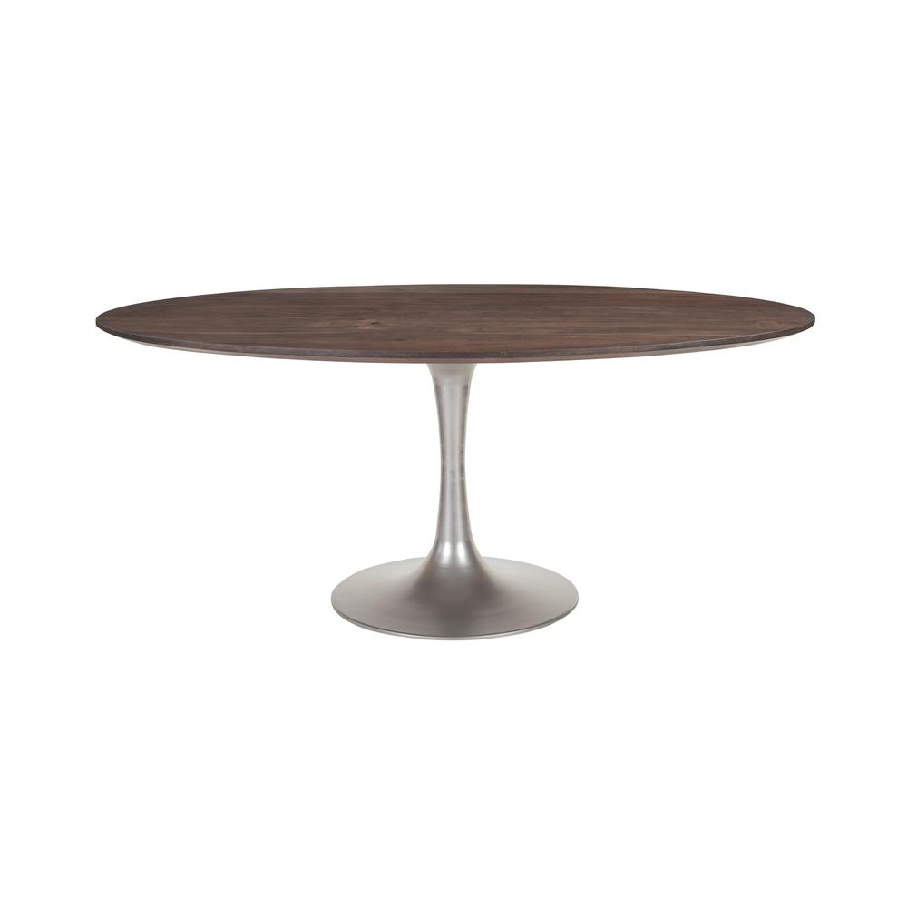 Aspen Oval Dining Table with Silver Base - Vinegar Matte. Picture 2