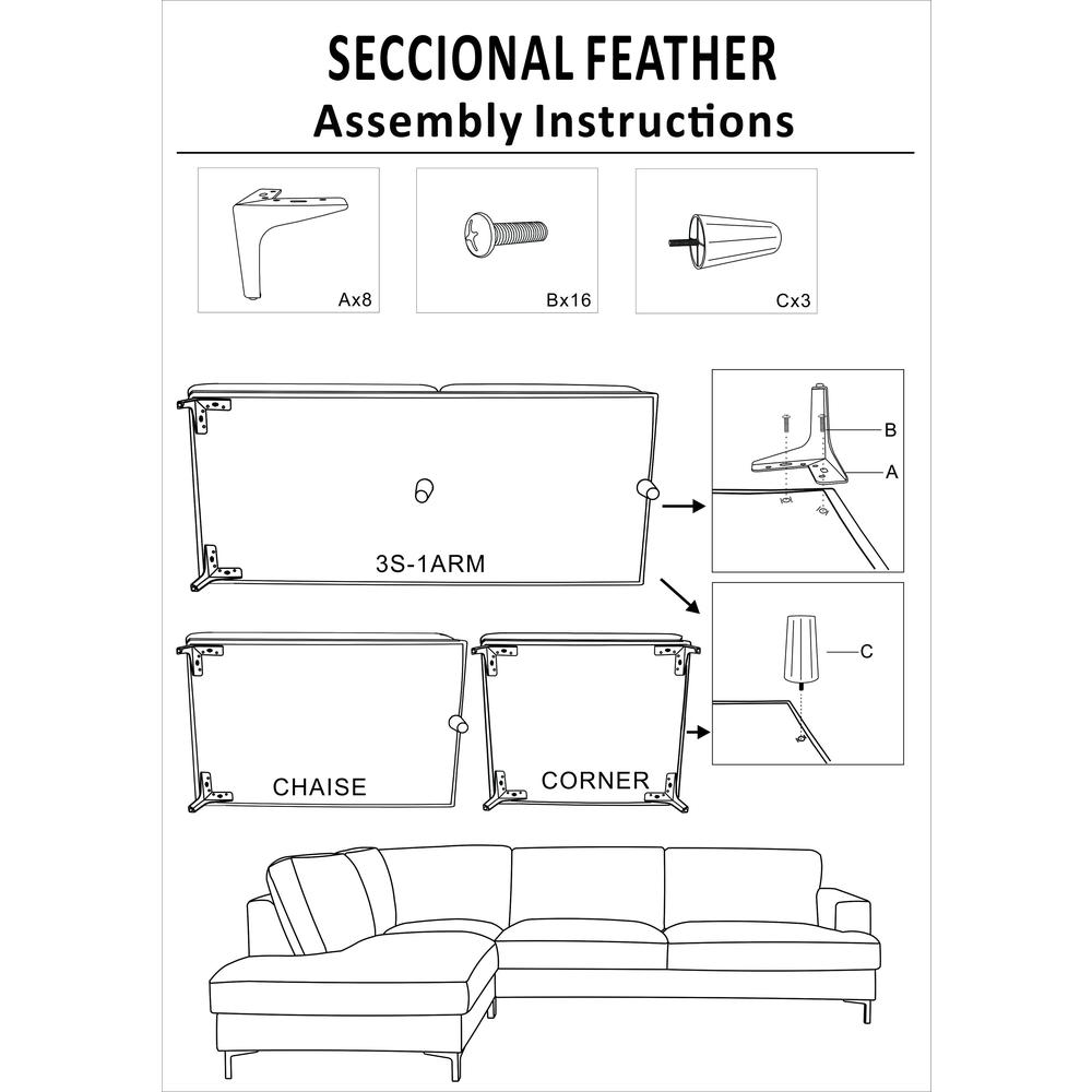 Feather Left Sectional Sofa - Dovetail Linen. Picture 4