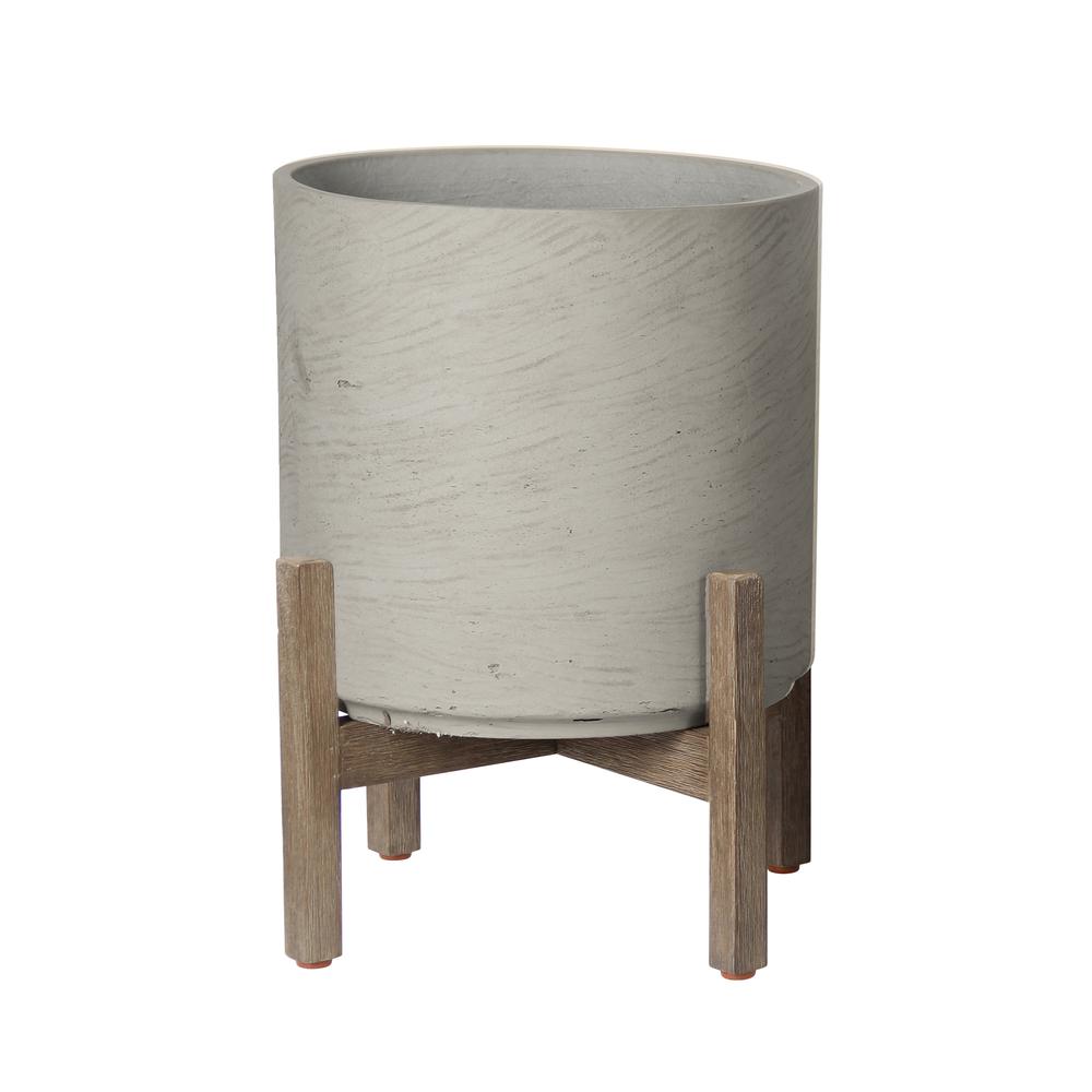 Patio Round Medium Standing Pot - Cement Grey. Picture 1