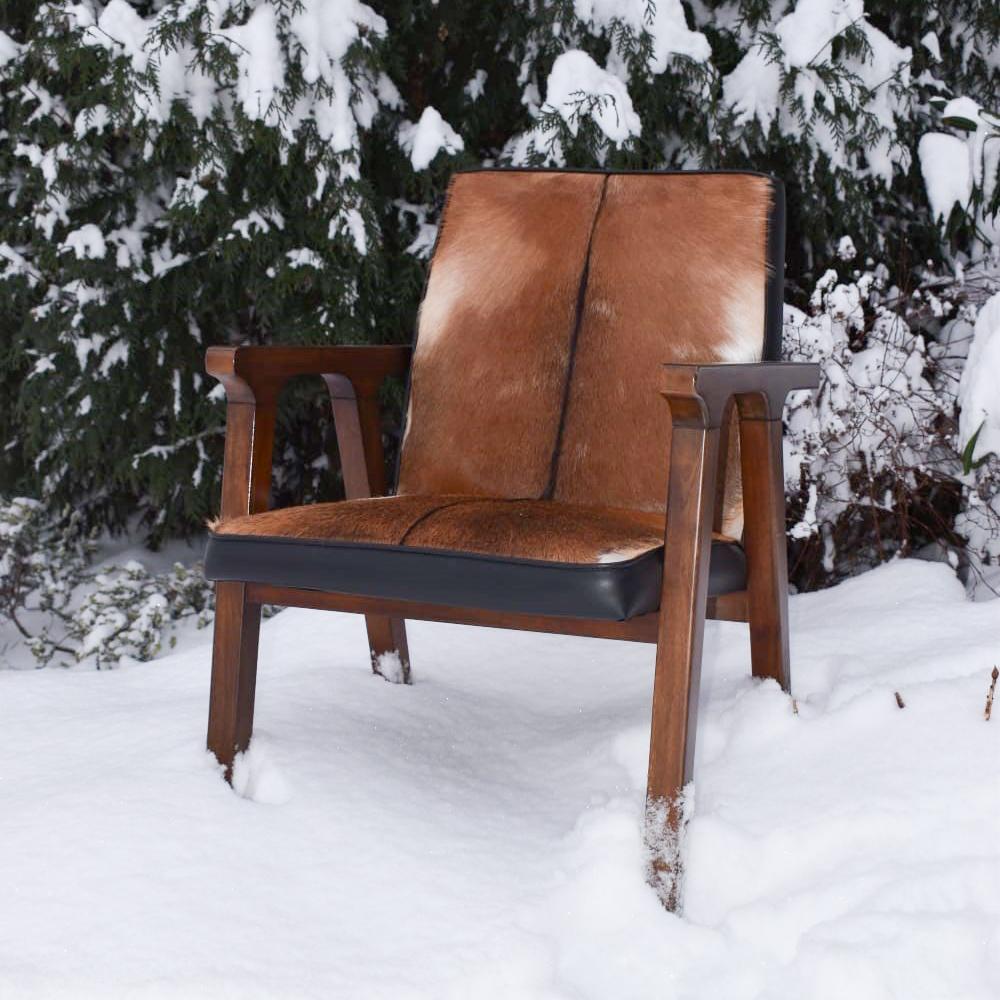Rio Cool Armchair - Brown Mindi Oak, Leather/Goat Hair. Picture 13