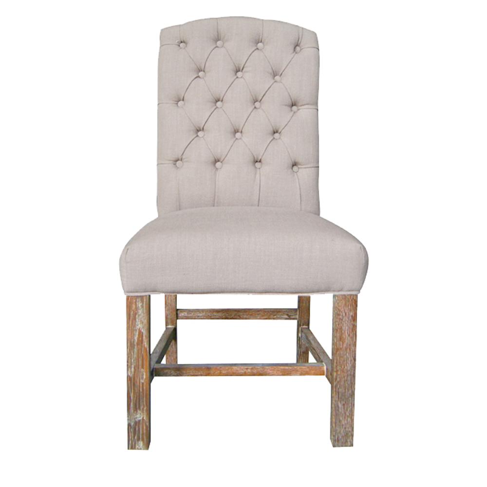 York Dining Chair - Flax Linen & Natural Legs. Picture 4