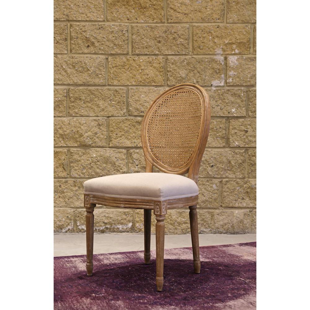 Napoleon Dining Chair w/ Cane Back - Antique Linen. Picture 1