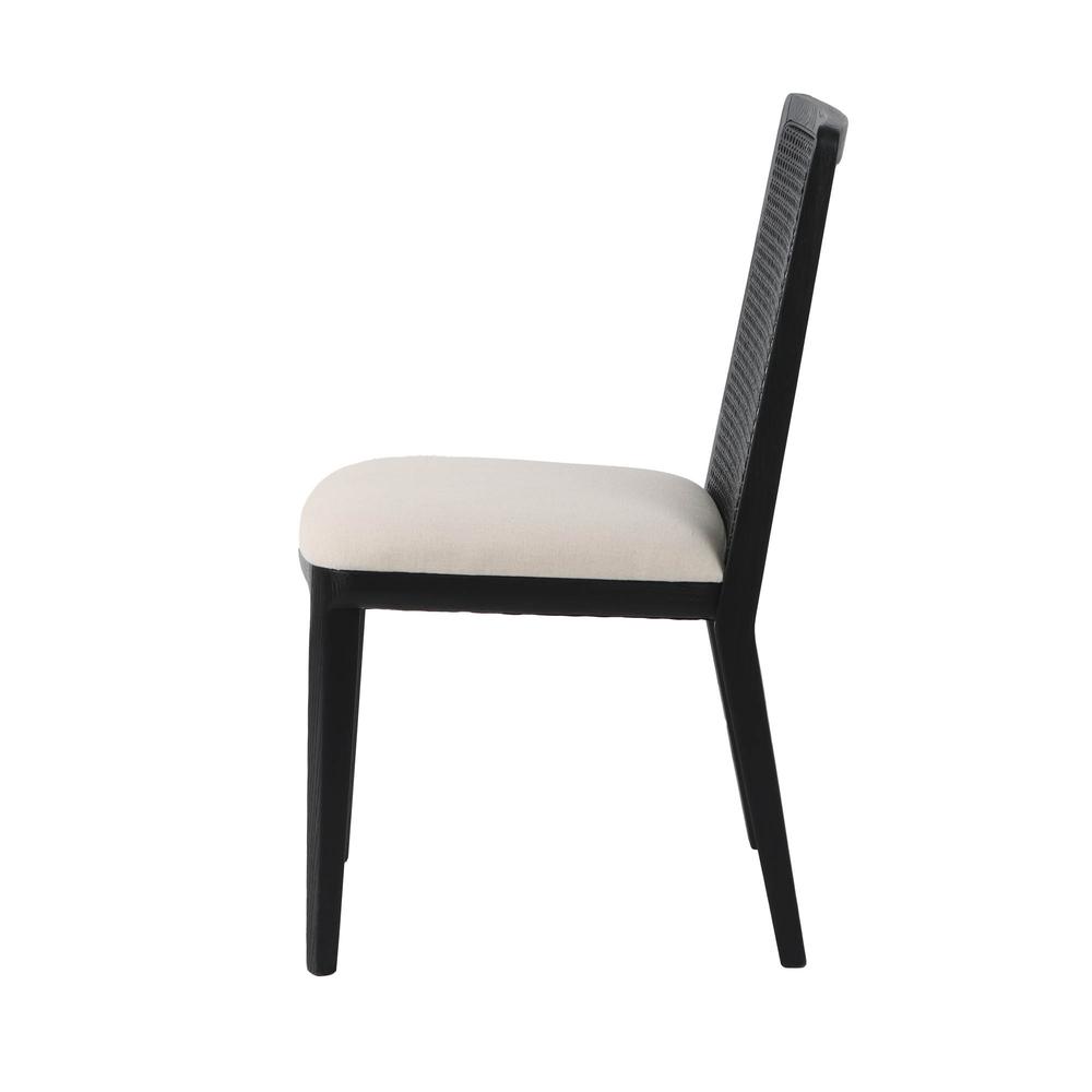 Cane Dining Chair - Oyster Linen/Black Frame. Picture 57