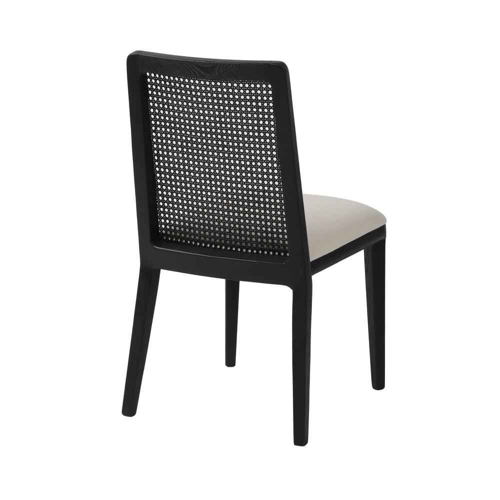 Cane Dining Chair - Oyster Linen/Black Frame. Picture 67