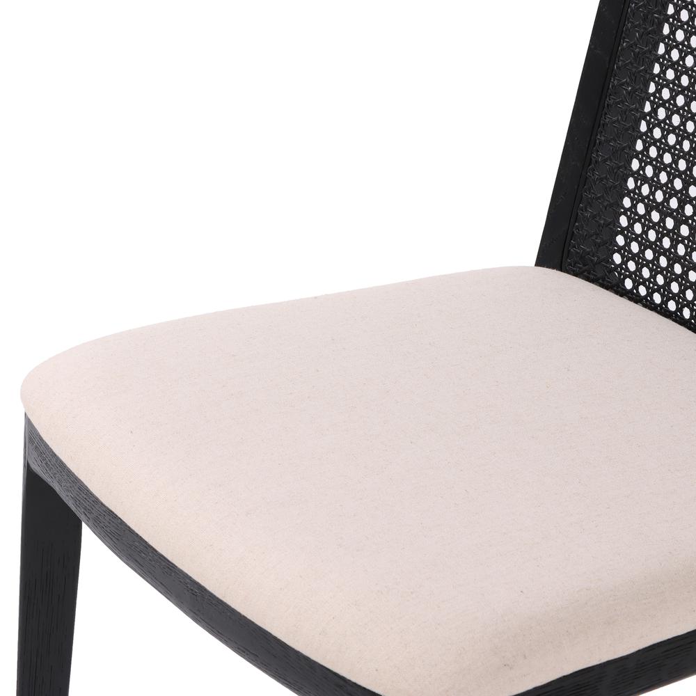 Cane Dining Chair - Oyster Linen/Black Frame. Picture 70