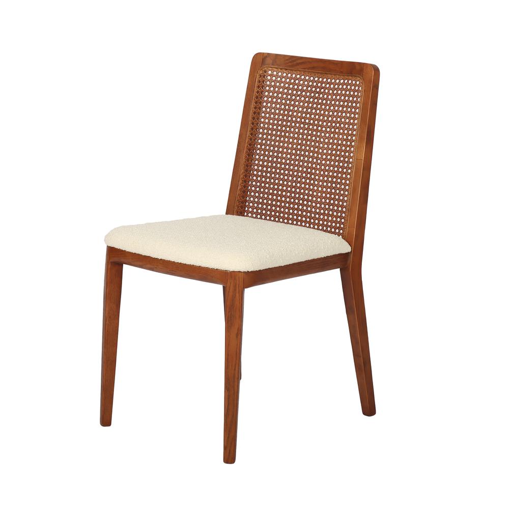 Cane Dining Chair - Oyster Linen/Black Frame. Picture 2