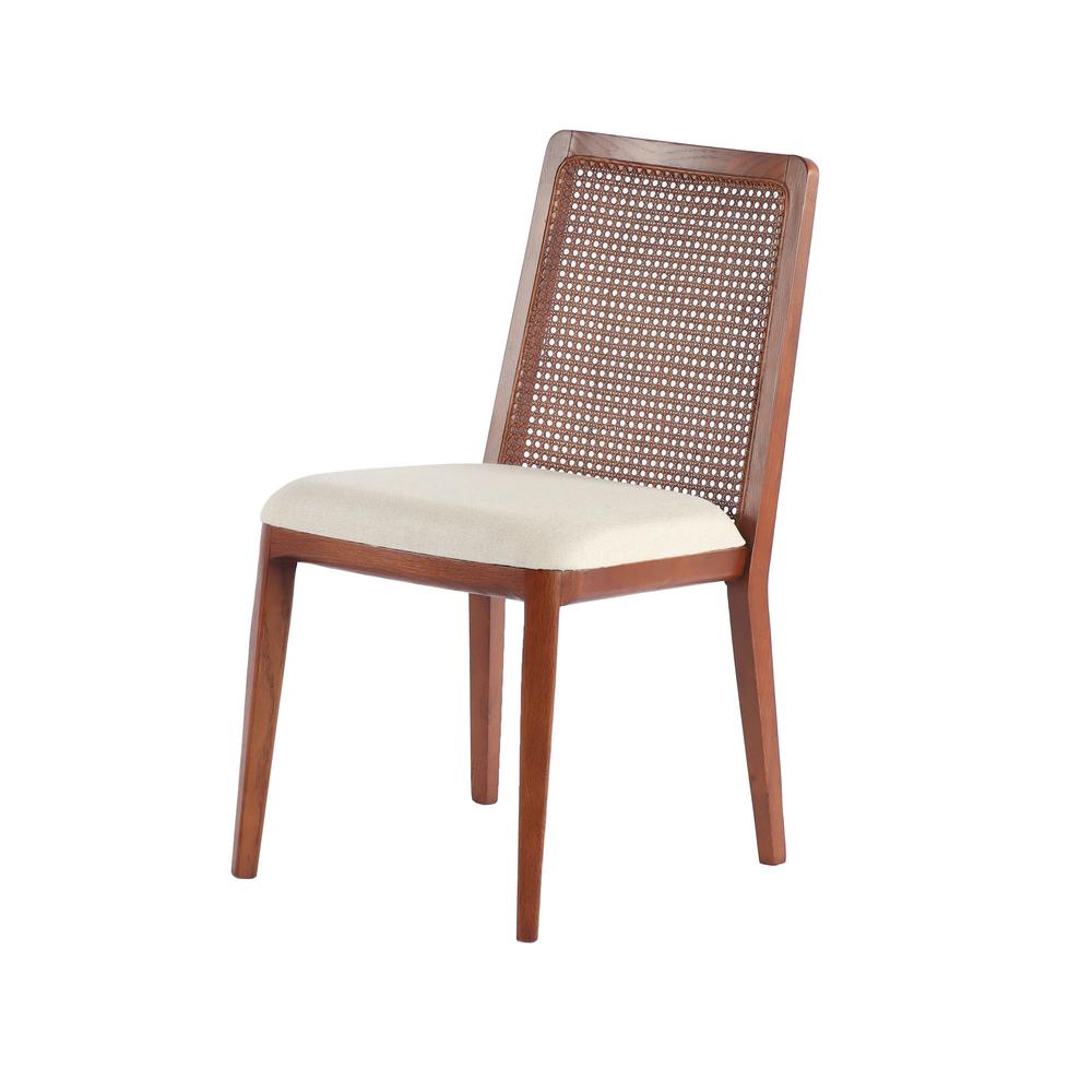 Cane Dining Chair - Oyster Linen/Black Frame. Picture 3