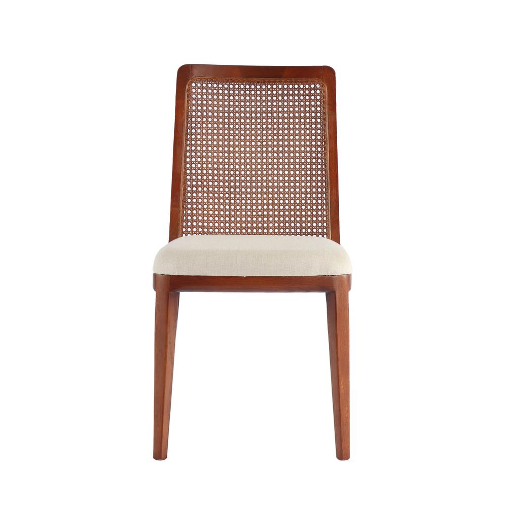 Cane Dining Chair - Oyster Linen/Black Frame. Picture 4
