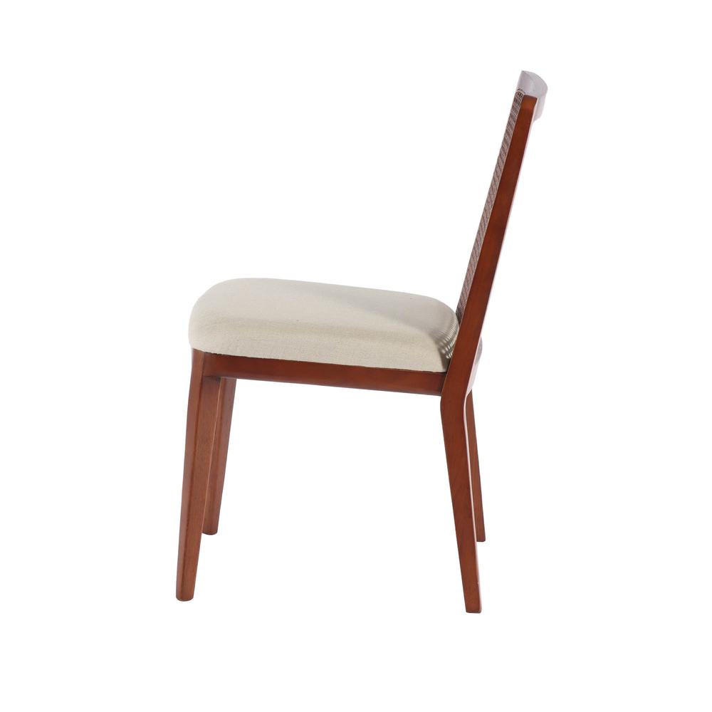Cane Dining Chair - Oyster Linen/Black Frame. Picture 5