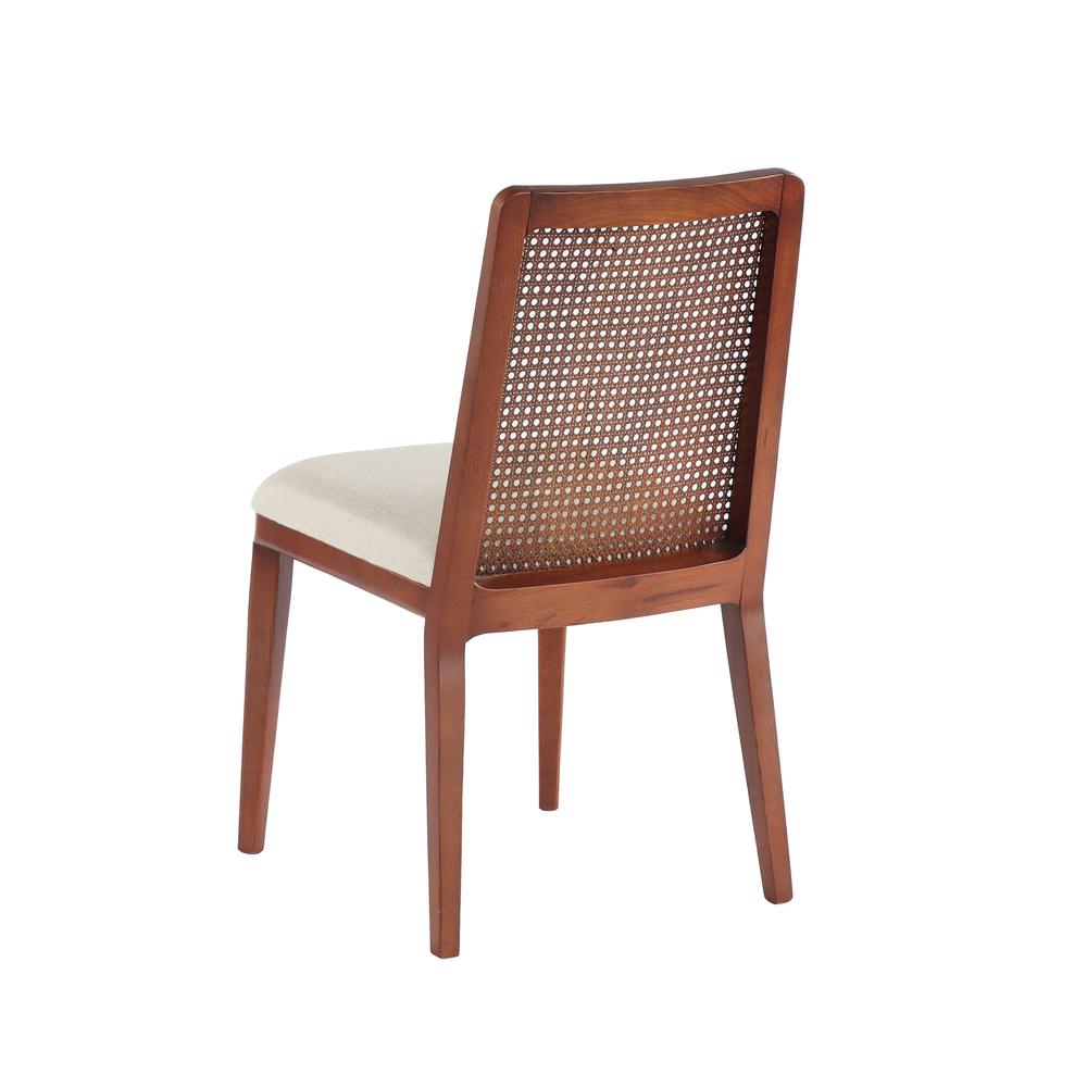 Cane Dining Chair - Oyster Linen/Black Frame. Picture 6