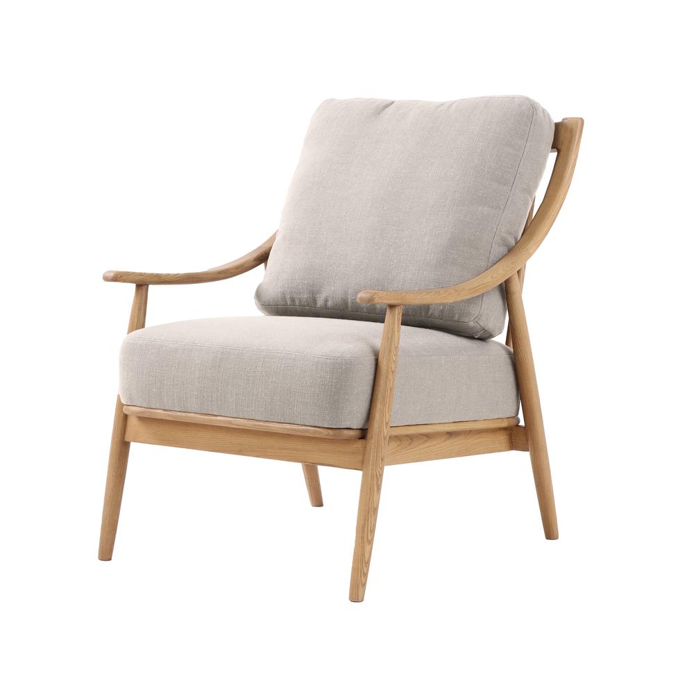 Kinsley Club Chair - Light Linen Cushions / Natural Frame. Picture 1