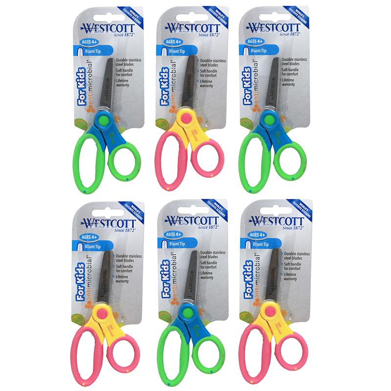 Kids 5" Scissors with Anti-Microbial Protection, Blunt, Colors Vary, Pack of 6. Picture 2