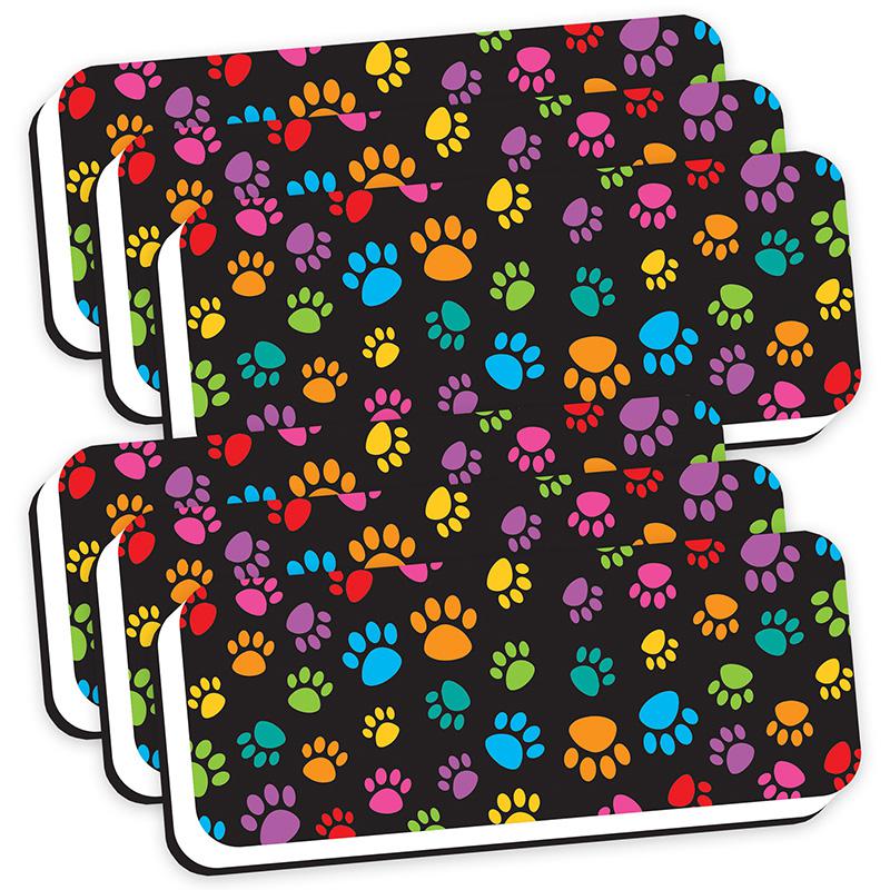 Magnetic Whiteboard Eraser, Colorful Assorted Paw Pattern, 2" x 5", Pack of 6. Picture 2