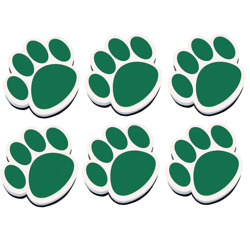 Magnetic Whiteboard Eraser, Green Paw, Pack of 6. Picture 2